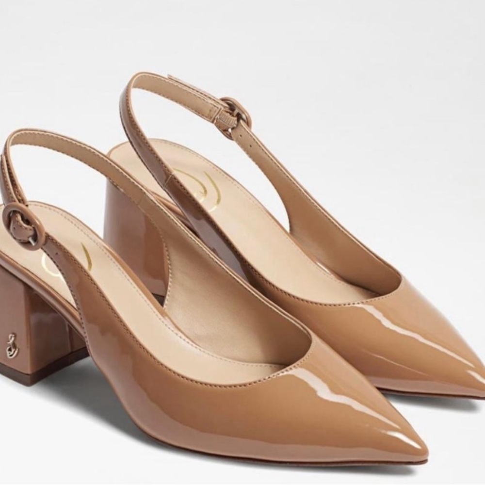 Petra sling heel block heel Sam Edelman nude brown size 6